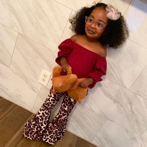 Brand New leopard Flared pants cute off shoulder